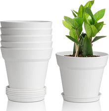 Kunststoff Blumentopf mit Untersetzer 6er-Set Weiß 12,5cm