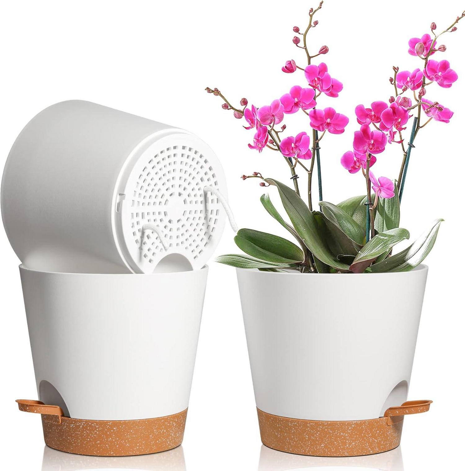 Kunststoff Blumentopf 20cm mit Bewässerungssystem 3er-Set