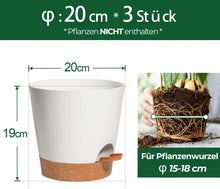 T4U 20cm Kunststoff Selbstbewässerung Blumentopf 3er-Set