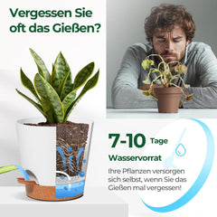 T4U 14cm Blumentopf mit Selbstbewässerung, 3er-Set mit Untersetzer, ideal für Sukkulenten und Kakteen