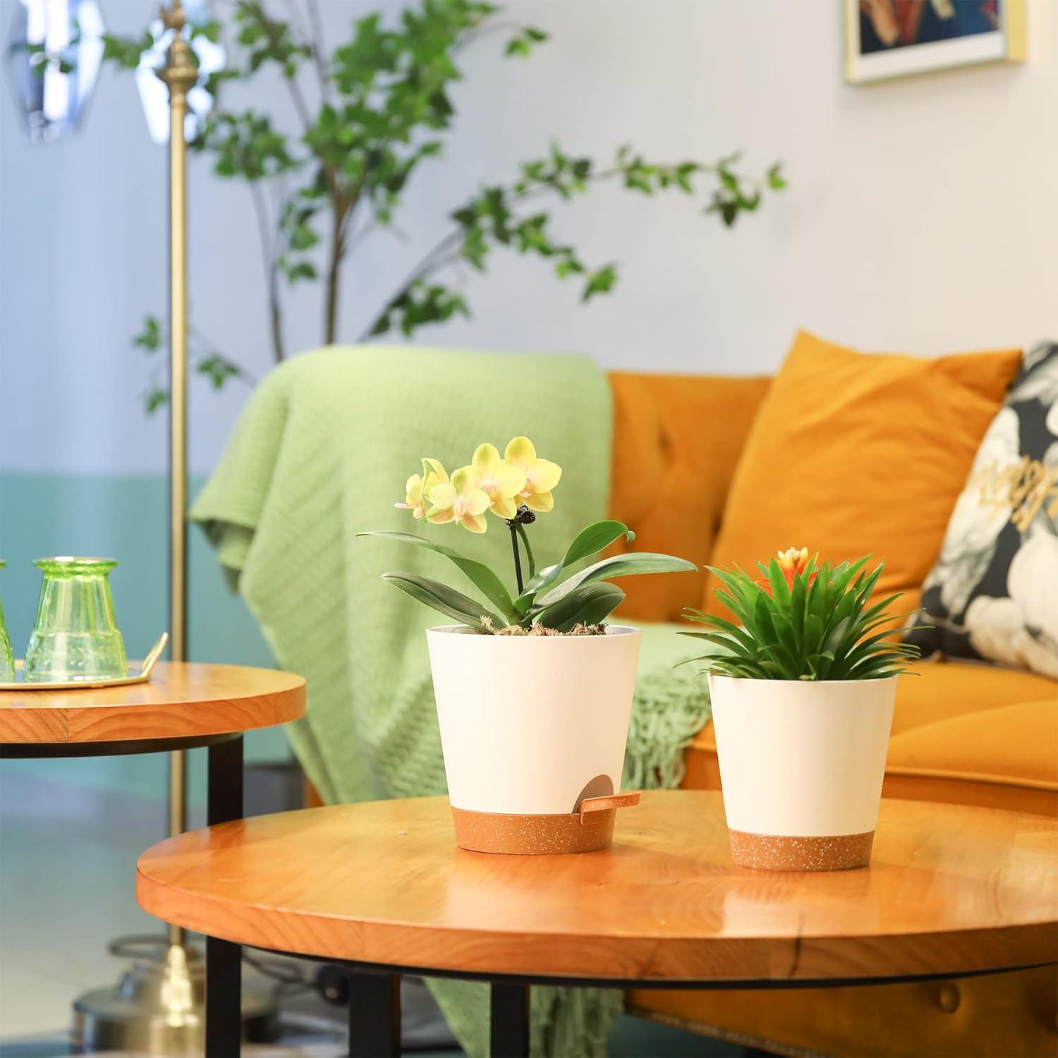 Blumentopf mit Selbstbewässerung 14cm 3er-Set Weiß für Innen- und