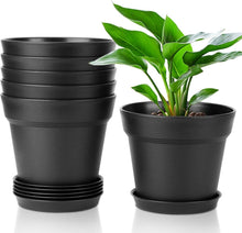 Blumentopf mit Untersetzer 6er-Set Kunststoff Schwarz