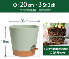 T4U 20cm Kunststoff Blumentopf 3er-Set mit