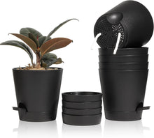 Selbstbewässernder Kunststoff Blumentopf 6er-Set Schwarz 14cm