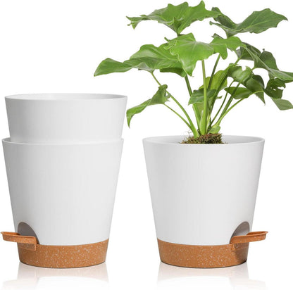 Selbstbewässernder Kunststoff Blumentopf 16,5cm weiß 3er-Set