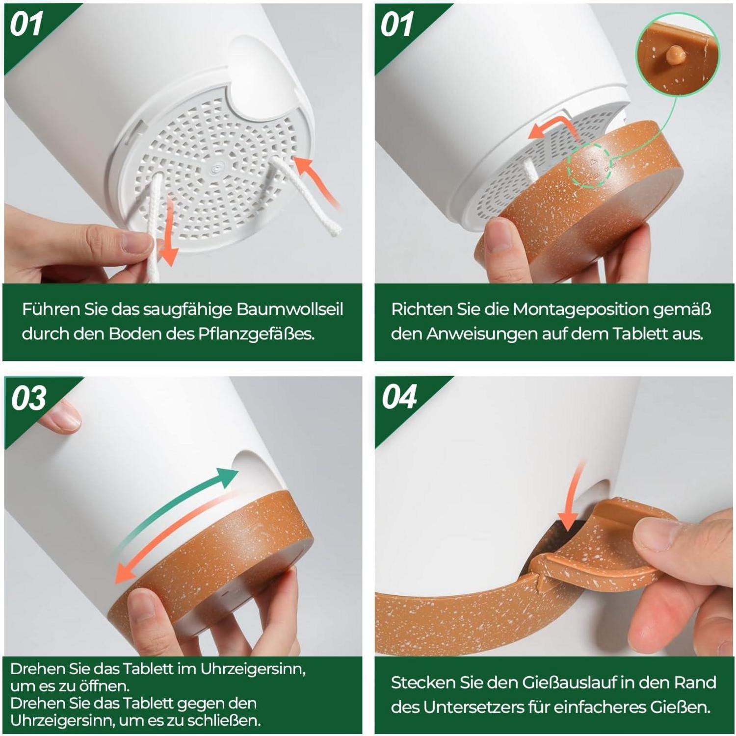 Kunststoff Blumentopf 16,5cm Selbstbewässerung 3er-Set Untersetzer