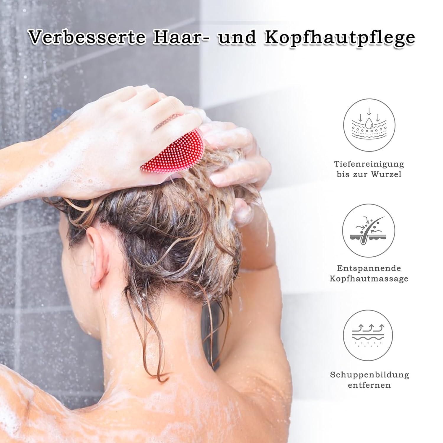 FRRETECH Silikon Körperbürste 2-in-1 Haarreinigung Peeling Massage Rosa