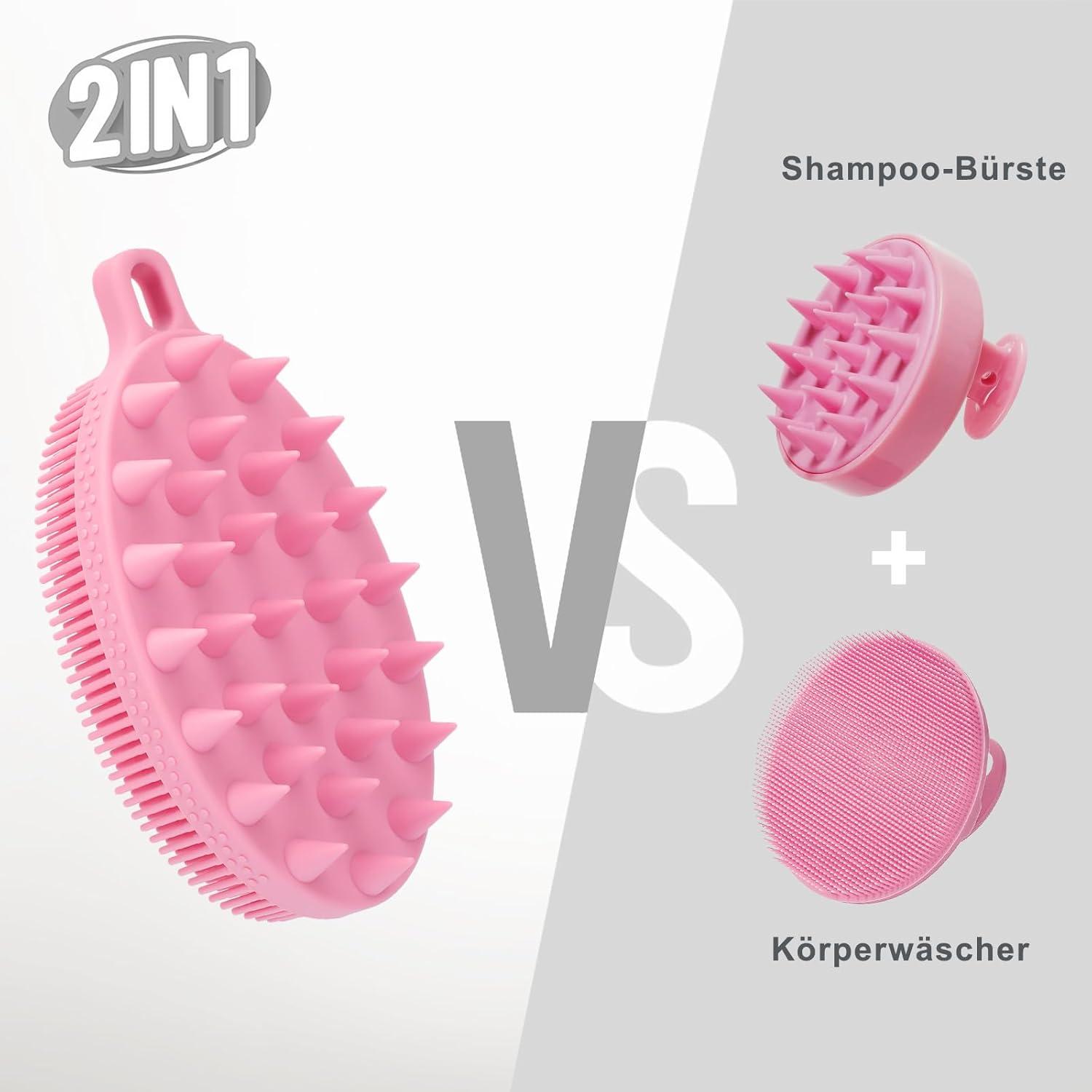 2-in-1 Silikon-Körperbürste für Haut und Haare, Badebürste Shampoo Peeling