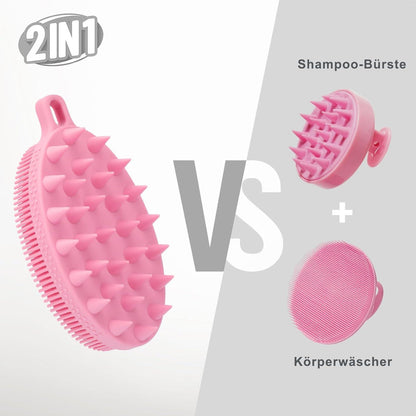 2-in-1 Silikon-Körperbürste für Haut und Haare, Badebürste Shampoo Peeling
