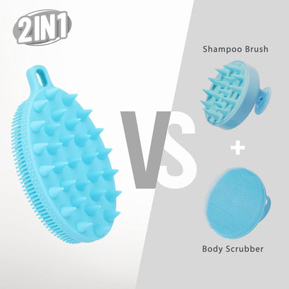 FRRETECH 2-in-1 Silikon Körperbürste Haut Haarreinigung Blau