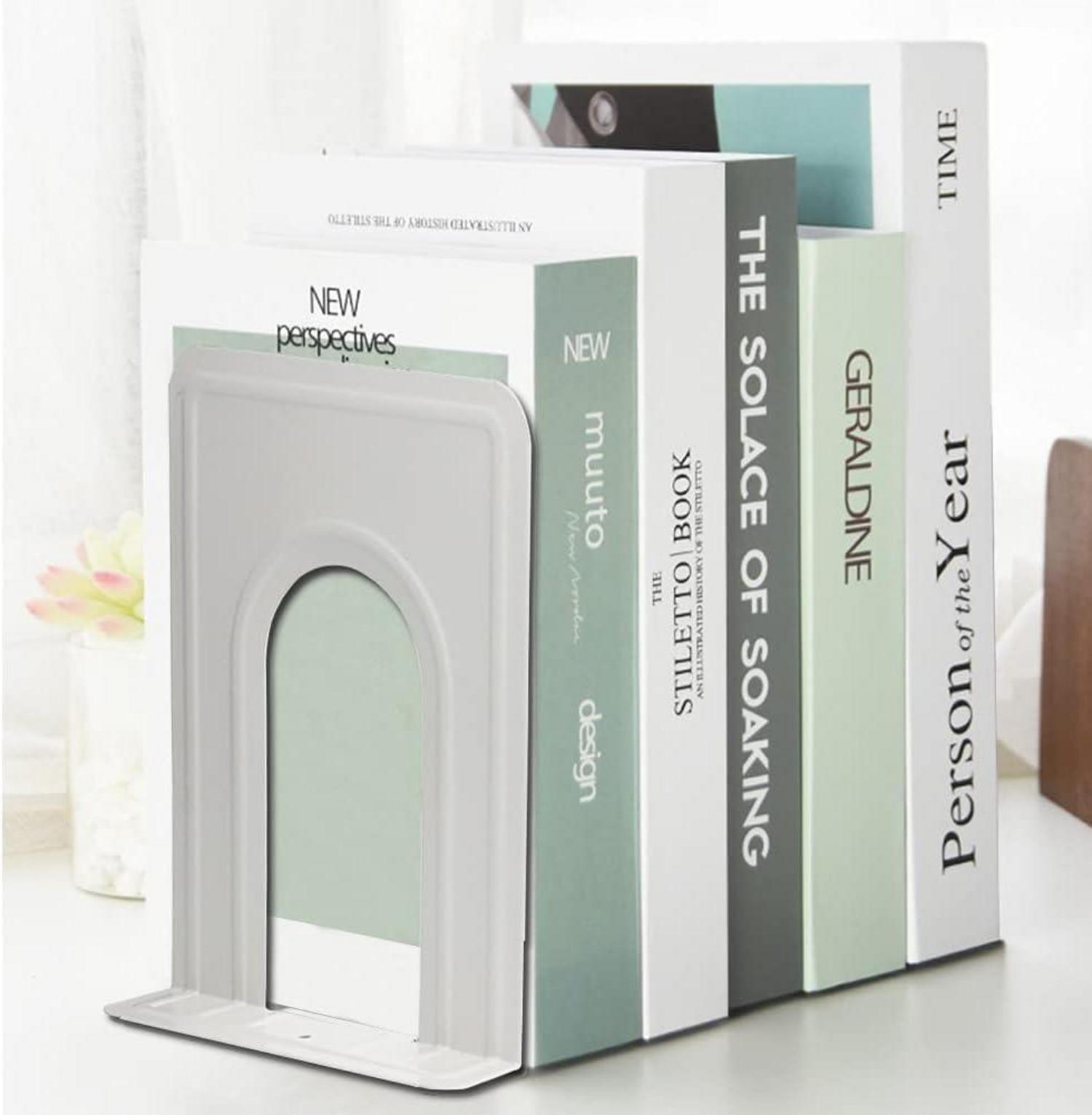 Stabile Metall Buchstützen für Bücher, Dokumente, CDs - 12 Stück