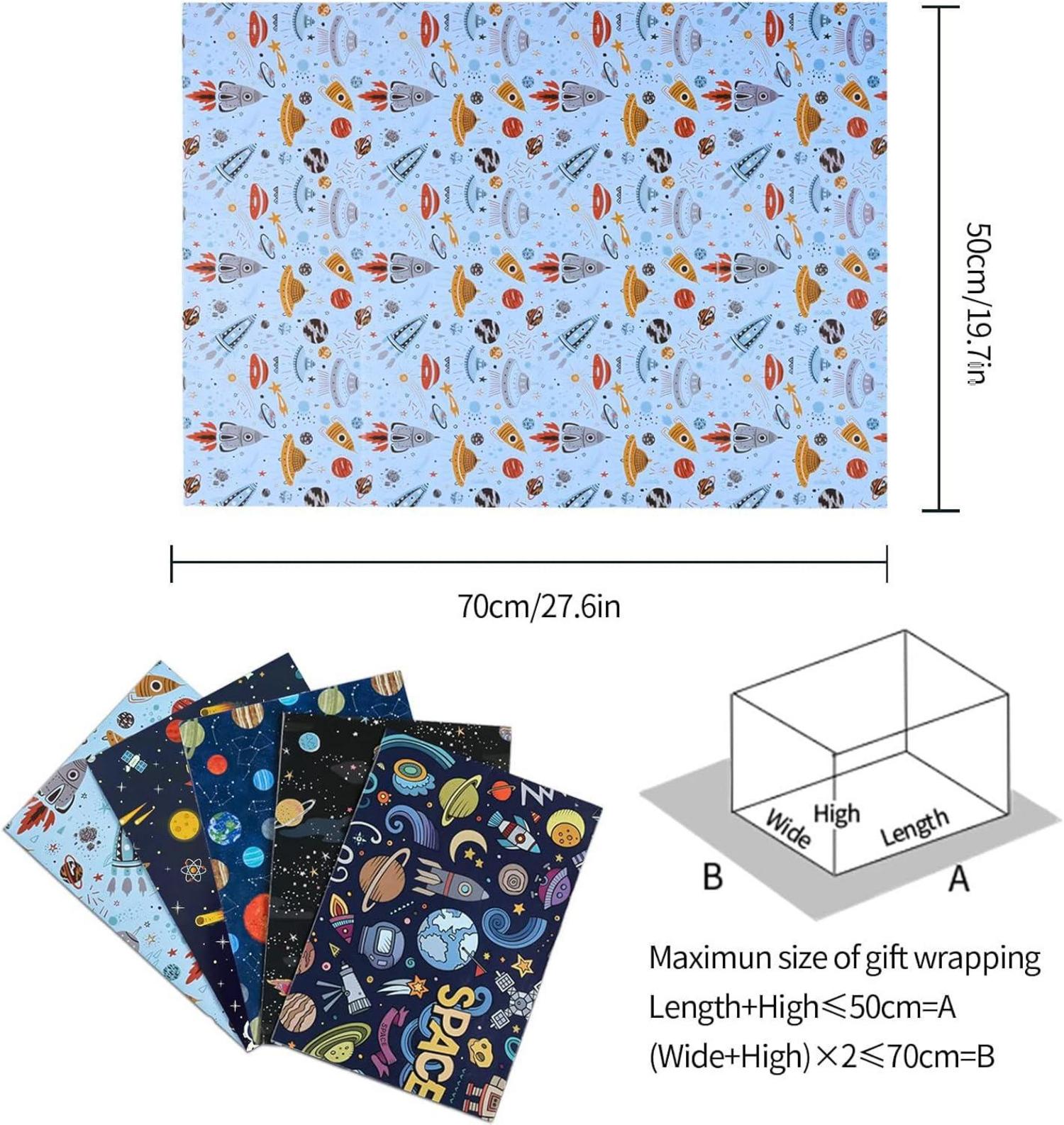 Geschenkpapier Weltall 6 Blätter 70x50cm Geburtstag