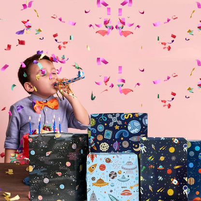 Geschenkpapier Geburtstag Weltall 70x50cm 5 Blätter Partydekoration