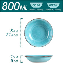 Suppenteller Steinzeug Blau 6-teiliges Tellerset Ø 21,3 cm