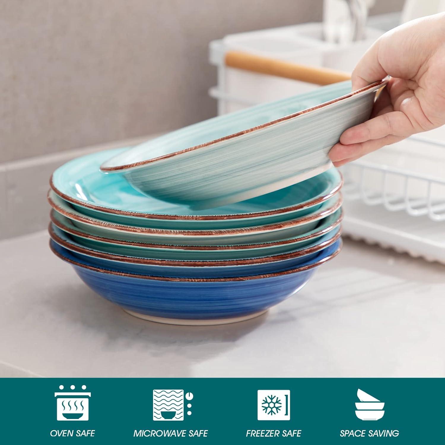 vancasso Steinzeug Suppenteller Set BONITA 6-teilig 21,3 cm Blau