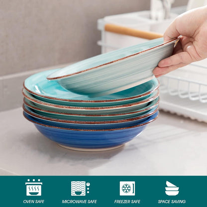 vancasso Steinzeug Suppenteller Set BONITA 6-teilig 21,3 cm Blau
