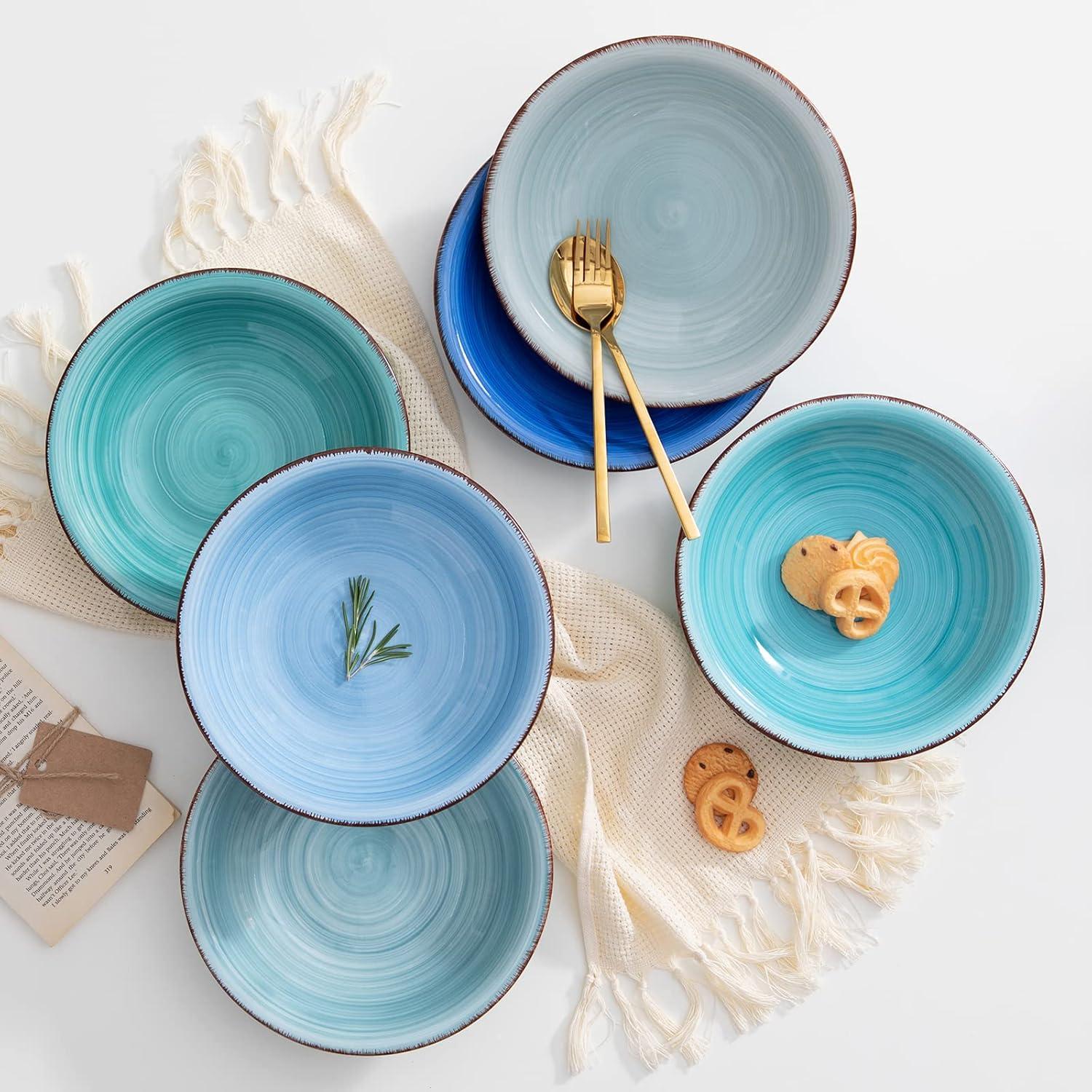 Suppenteller Set Steinzeug BONITA 6-teilig Ø 21,3cm Kombiservice Blau