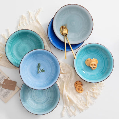 Suppenteller Set Steinzeug BONITA 6-teilig Ø 21,3cm Kombiservice Blau