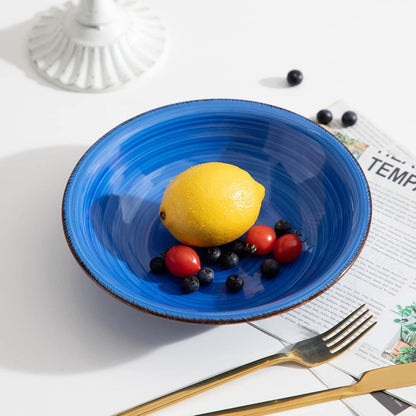 Suppenteller Set Steinzeug BONITA 6-teilig Ø 21,3cm Kombiservice Blau