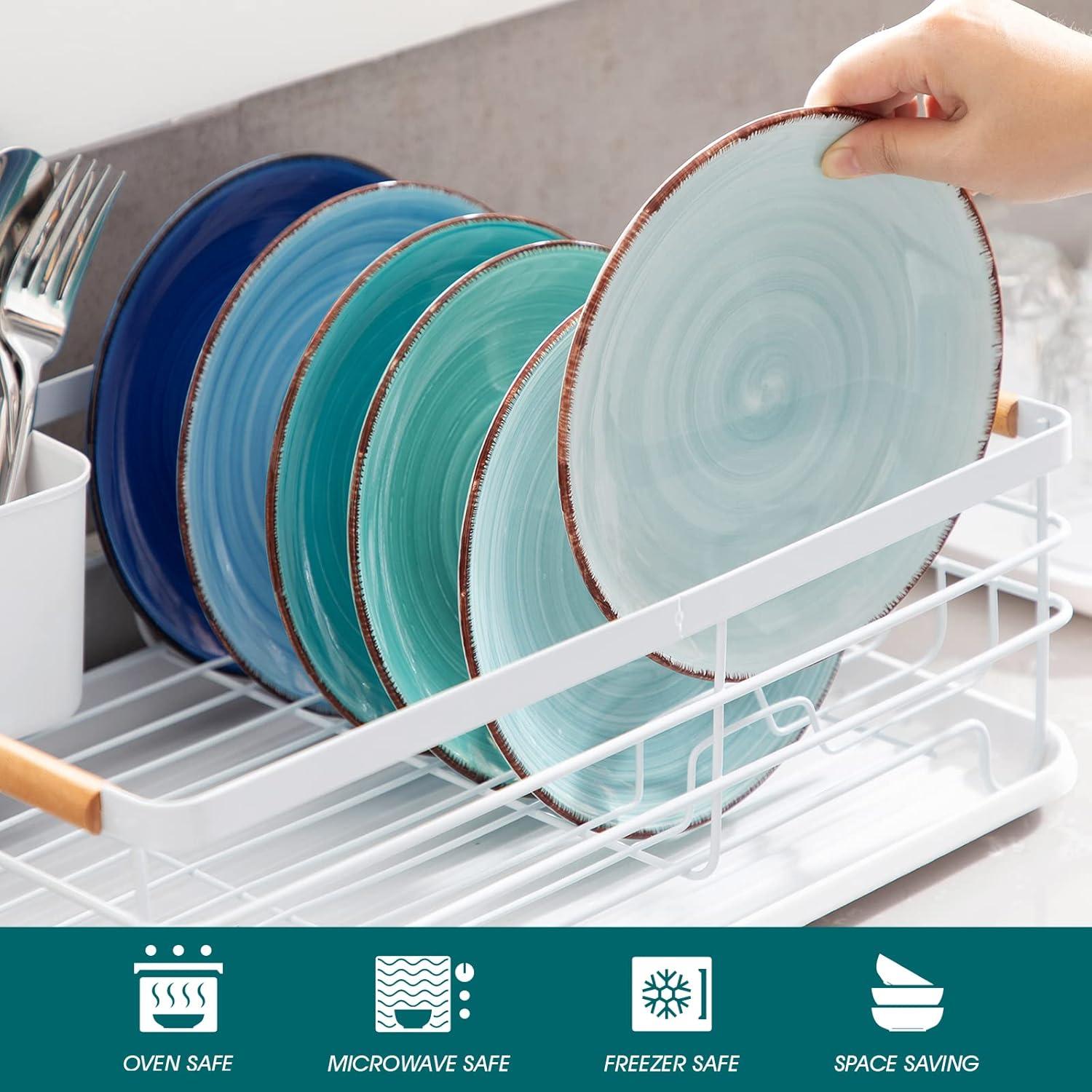 6-teiliges vancasso BONITA Tafelservice Set Dessertteller Steinzeug Ø 18,8 cm Blau
