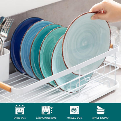 6-teiliges vancasso BONITA Tafelservice Set Dessertteller Steinzeug Ø 18,8 cm Blau