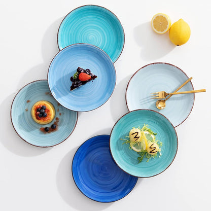 vancasso BONITA Kuchenteller Set 6-teilig Steinzeug Blau 18,8cm