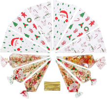 100er Set Weihnachten Spitztüten mit Twistbinder Transparent