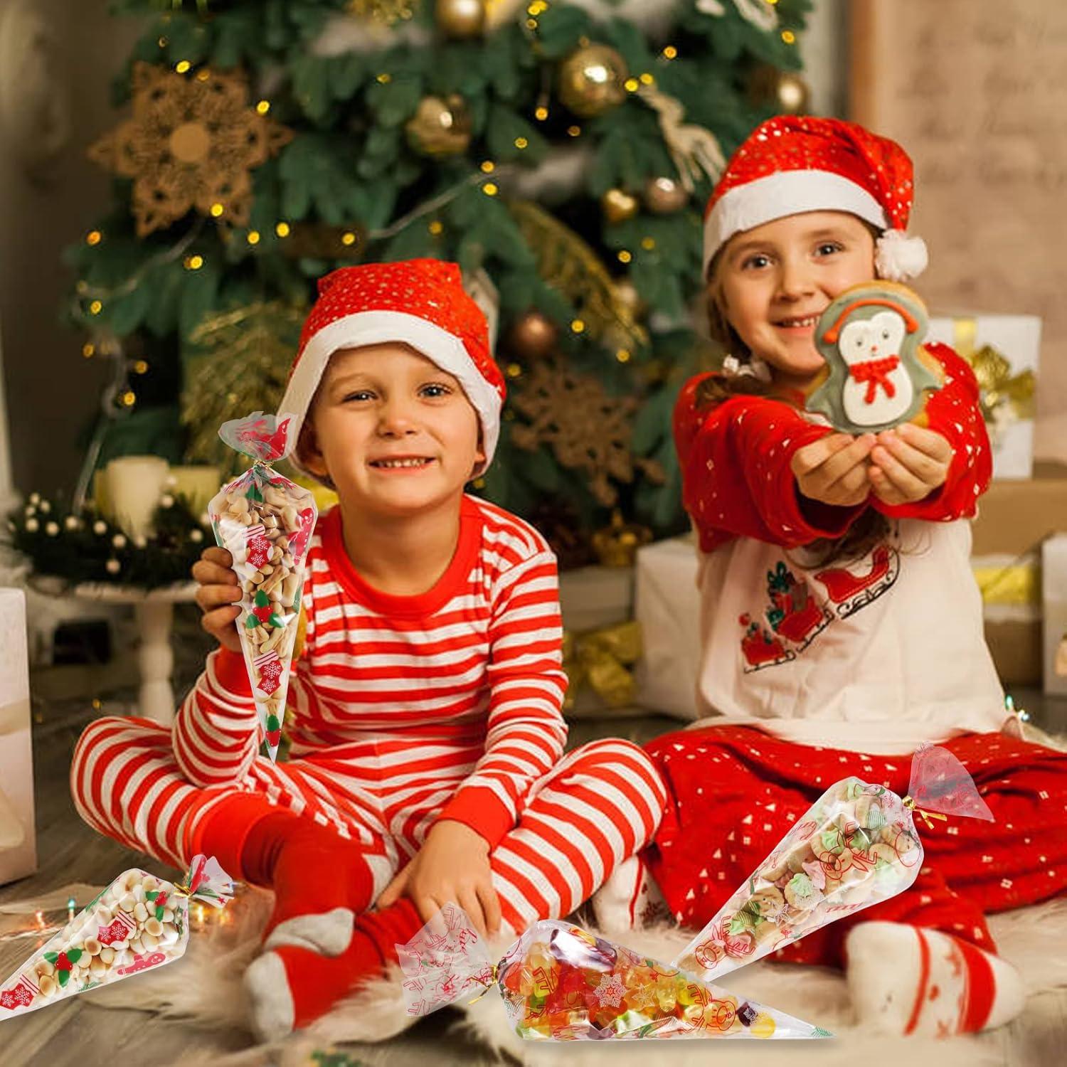 100er Set Weihnachten Spitztüten mit Twistbinder Transparent