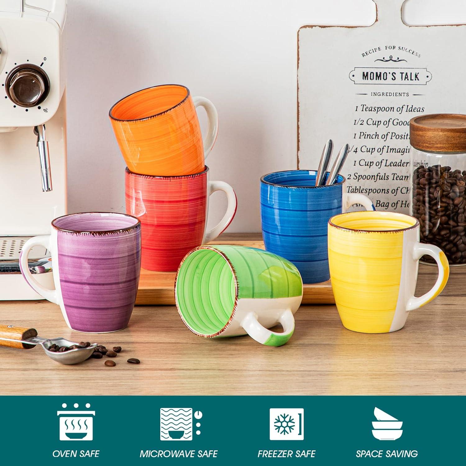 Vancasso BONITA Kaffeetassen Set Steingut 6-teilig 350ml Henkel