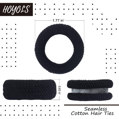 HOYOLS Große schwarze Haargummis für dickes Haar, weiche