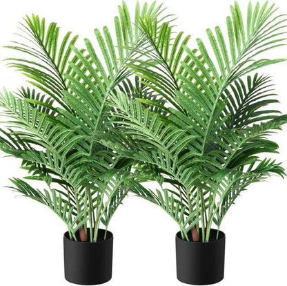 Künstliche Areca Kunstpalme 90cm 2er Pack Grün Tropical Fake Plant
