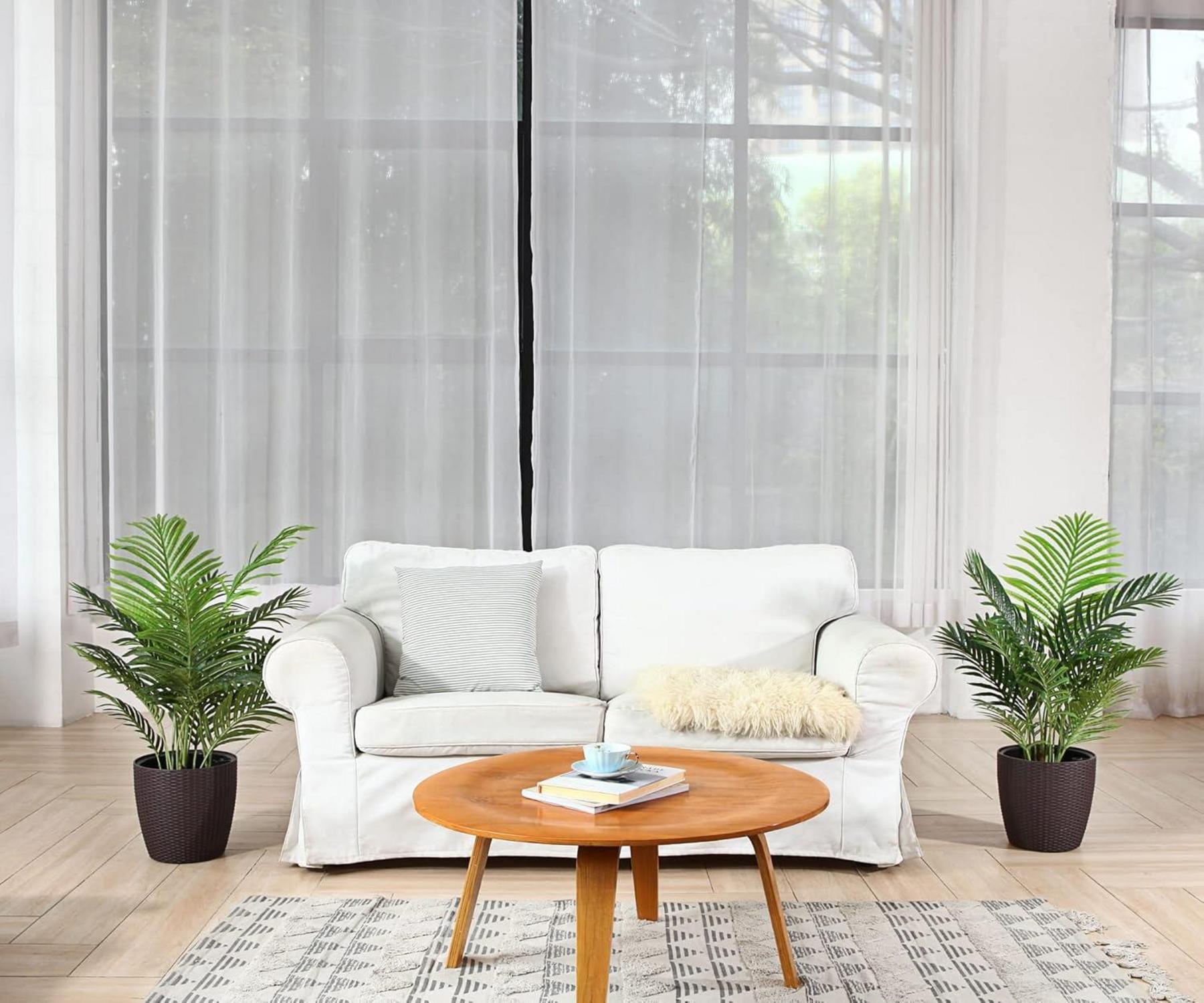 Künstliche Kunstpalme 90cm im Topf Deko Pflanze Grüne Hawaii Palme (2er