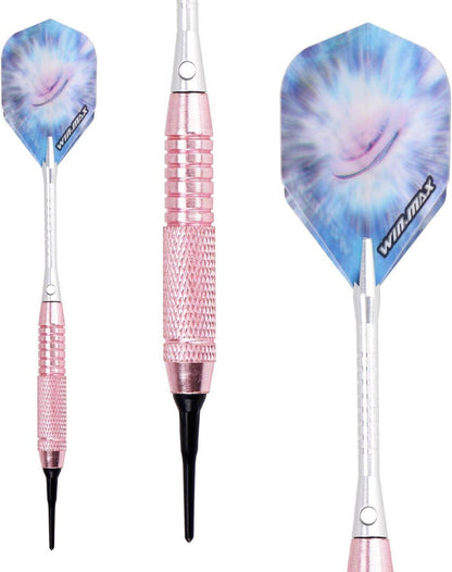 WIN.MAX 12er Set Soft Dartpfeile 18g Kunststoffspitze Regenbogen/Schwarz/Rosa