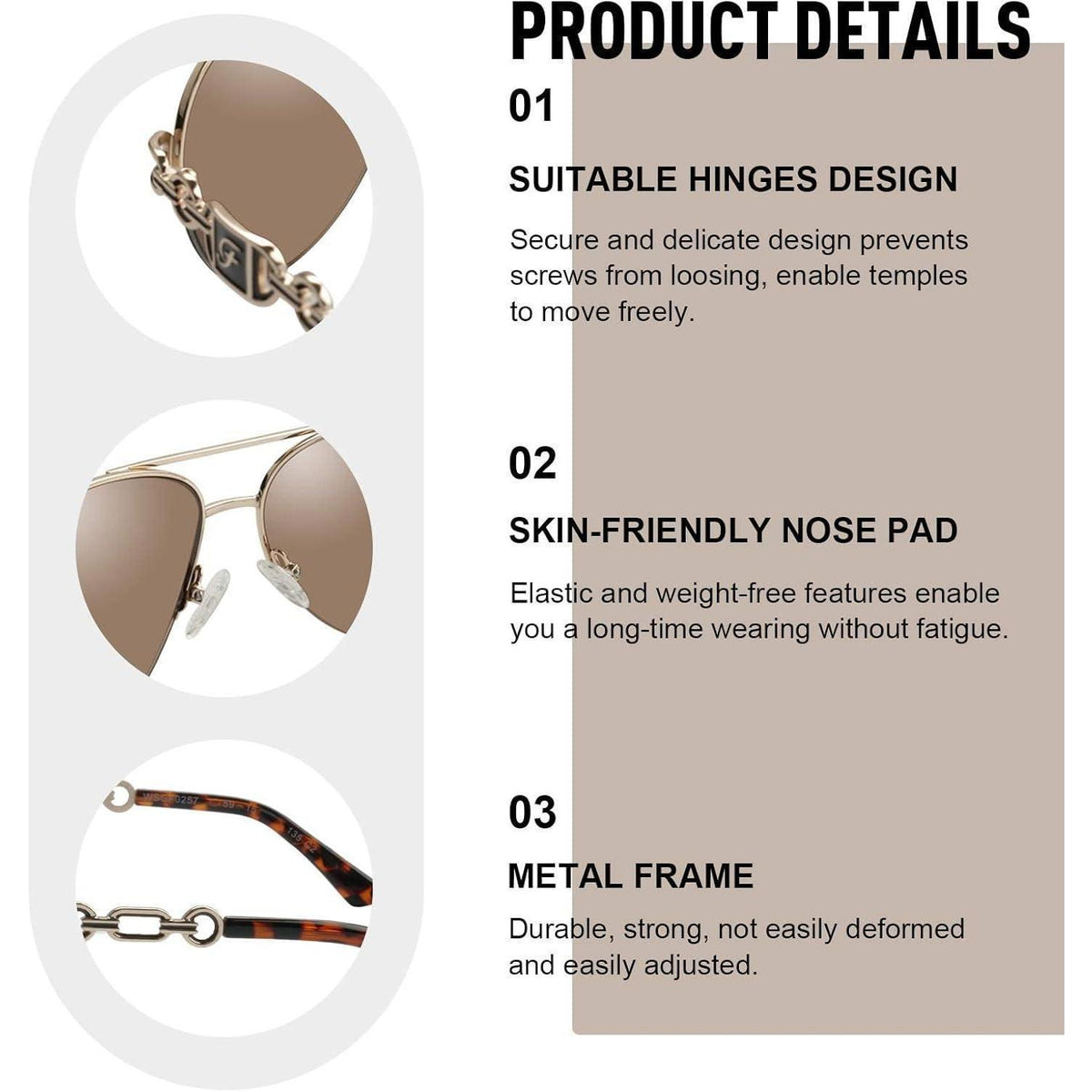 Verspiegelte Piloten Sonnenbrille Damen UV400 Gold Braun