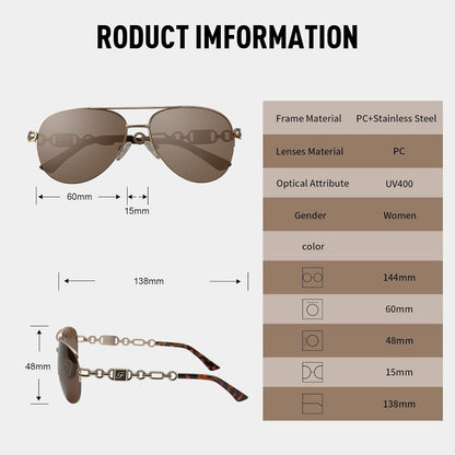 Verspiegelte Piloten Sonnenbrille Damen UV400 Gold Braun