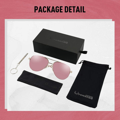 Verspiegelte Piloten Sonnenbrille Damen UV400 Gold Pink