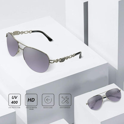 Verspiegelte Piloten Sonnenbrille Damen UV400 Grau Verlaufend Silber
