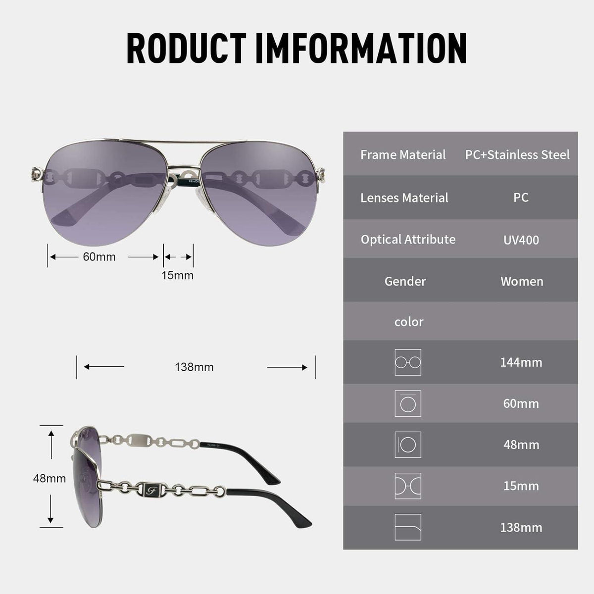 Verspiegelte Piloten Sonnenbrille Damen UV400 Grau Verlaufend Silber