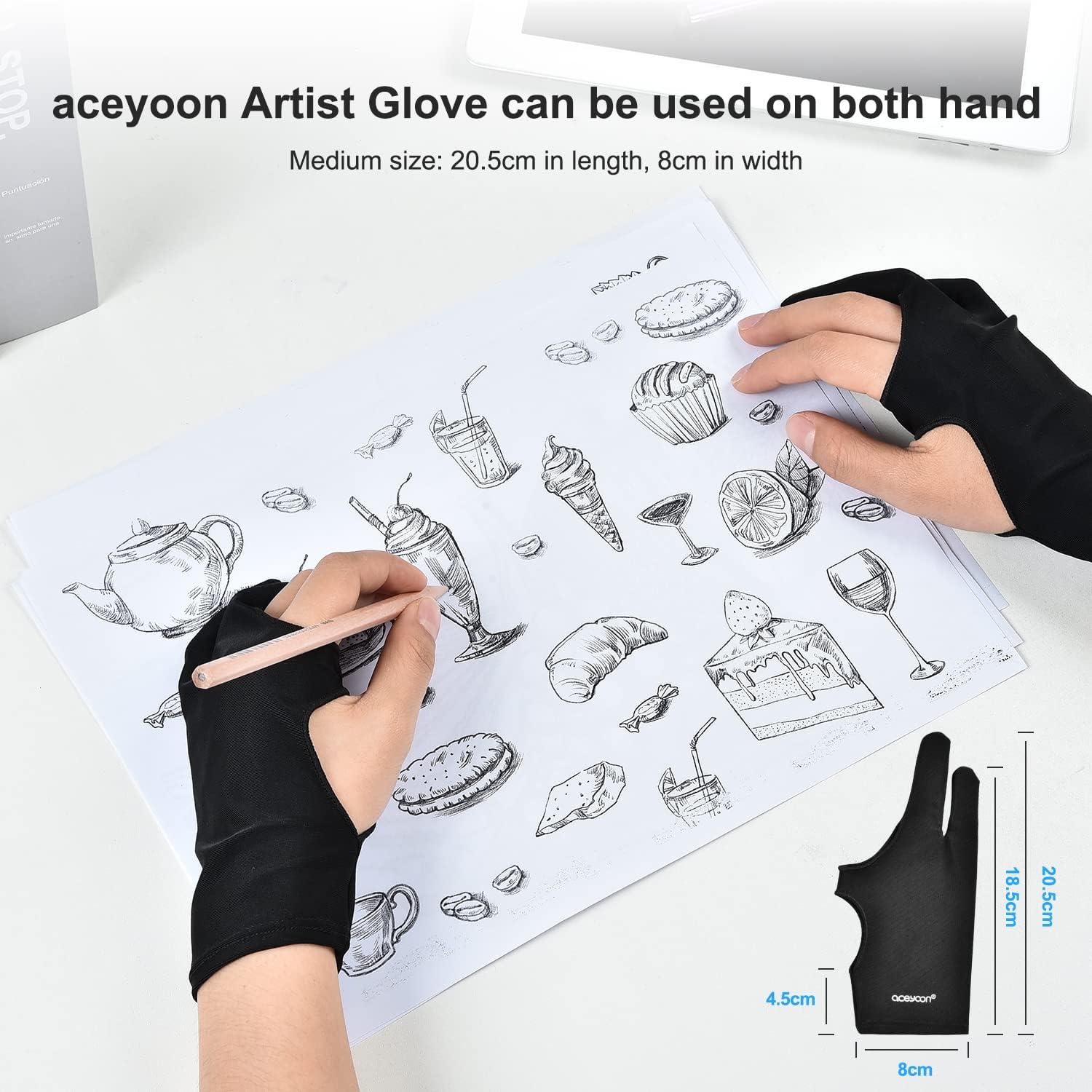 2er Pack Drawing Glove für Grafiktablett Größe M 20.5x8cm