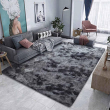 Flauschiger Teppich rund, hochflor, rutschfest, 200x250cm, Schwarz Grau