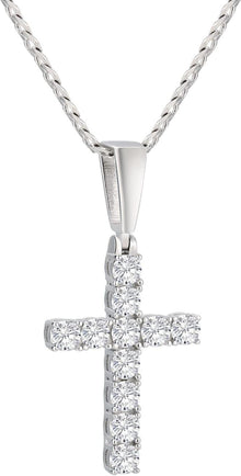 Kreuz Anhänger Kette Moissanite Zirkonia Diamant 14K Gold Silberplatte
