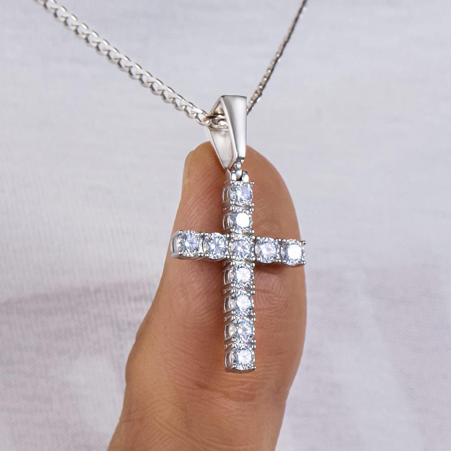 Kreuzkette Moissanite Anhänger 14K Gold/Weißgold plattiert 1.1ct