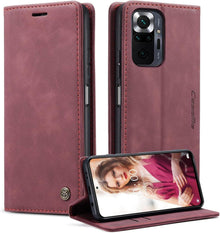 Handyhülle für Xiaomi Redmi Note 10 Pro Max Leder Weinrot