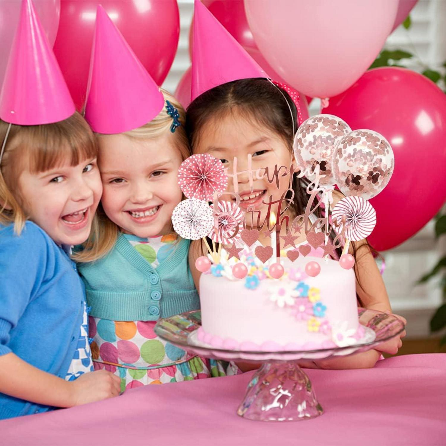 Tortendeko Rosegold Mädchen Geburtstag 22 Stück Happy Birthday