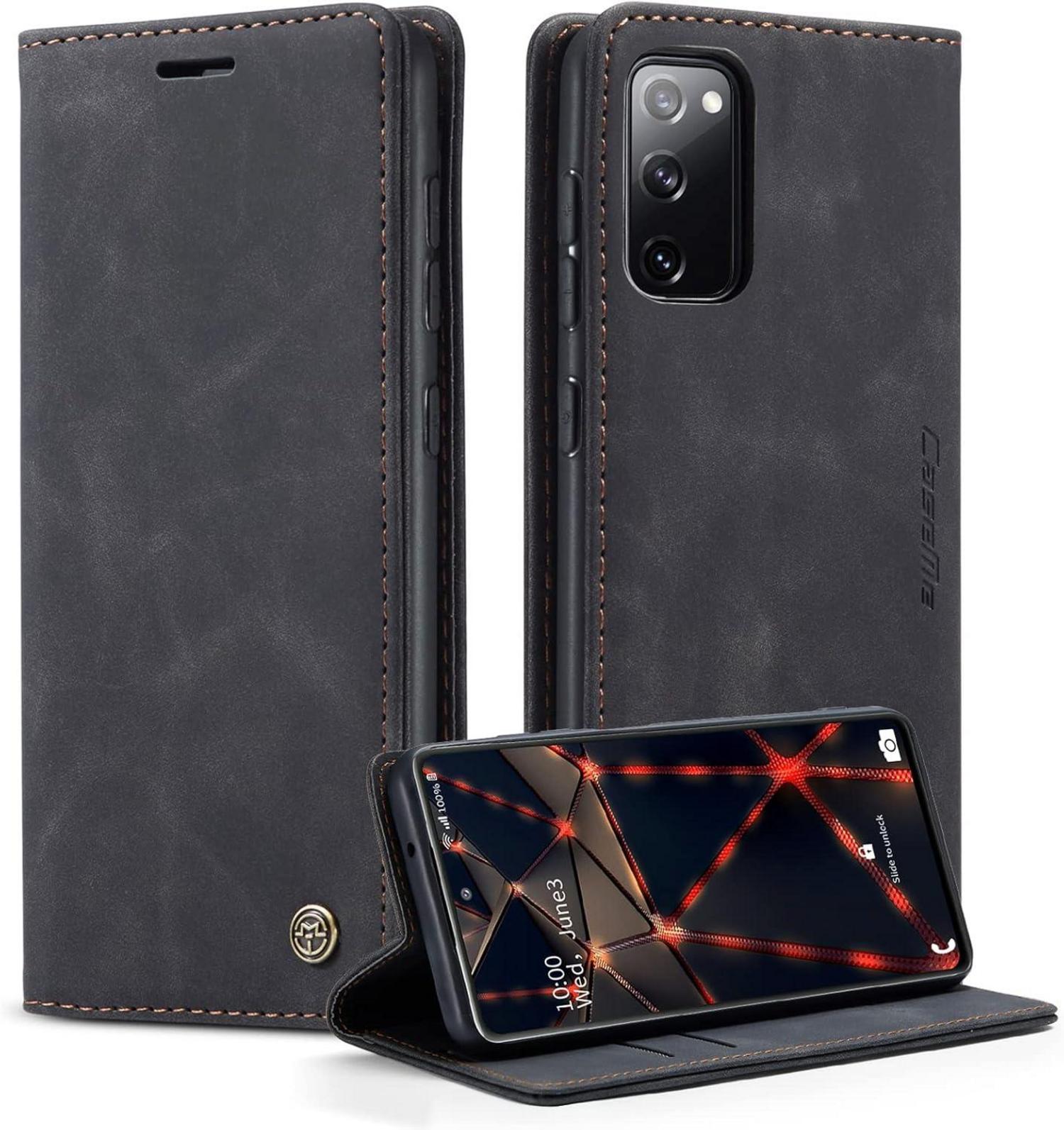 CaseMe Samsung Galaxy S20 FE 5G/4G Lederhülle Magnet Schwarz