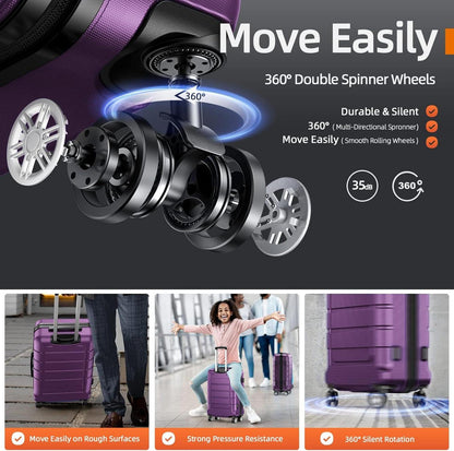 SHOWKOO Kofferset 4tlg Hartschale Leicht ABS+PC TSA Schloss 4 Rollen