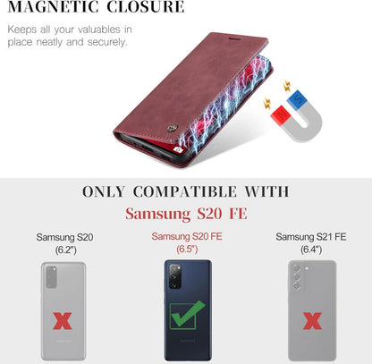 CaseMe Samsung Galaxy S20 FE 5G/4G Hülle Weinrot Magnet