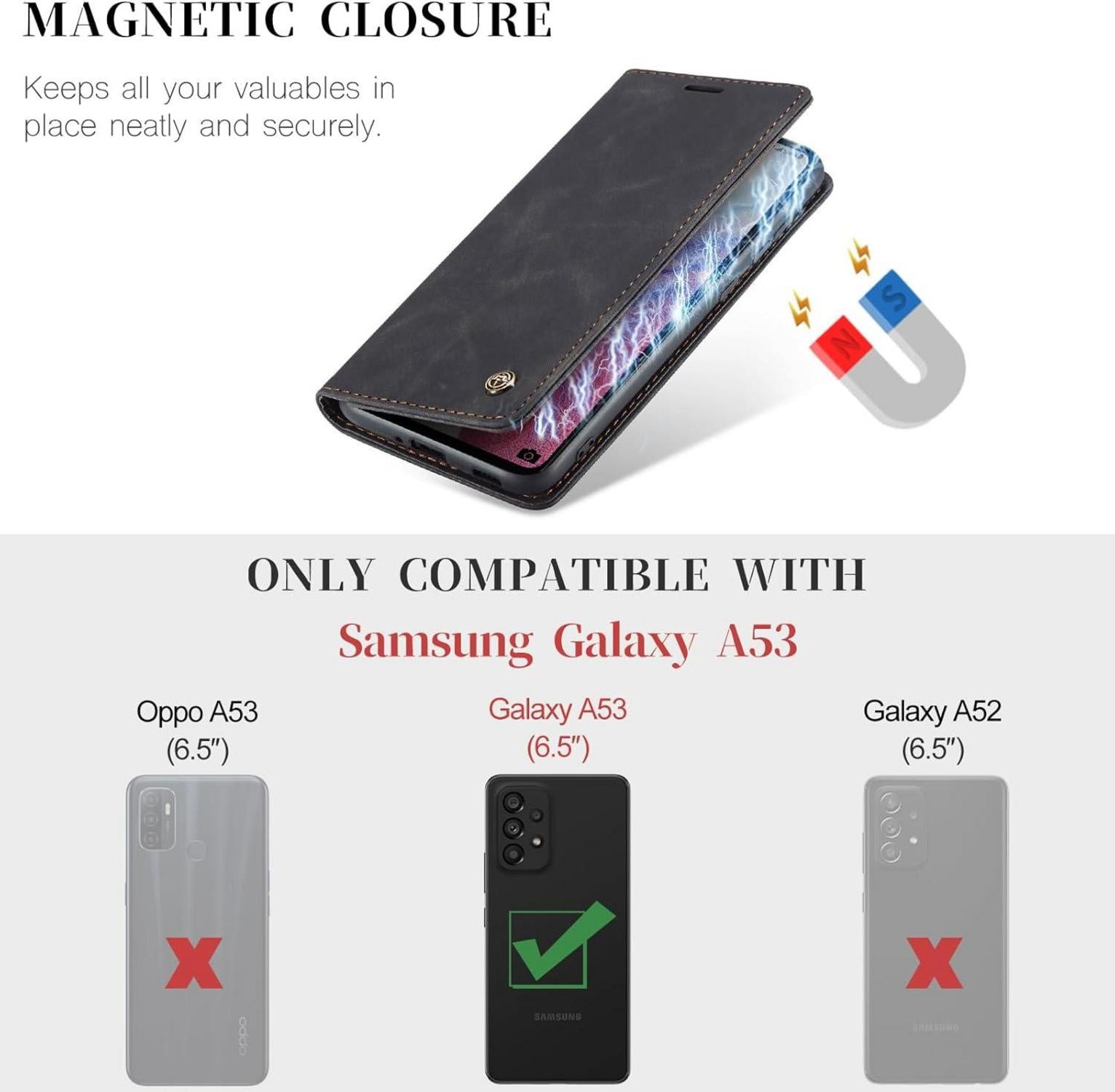 Samsung Galaxy A53 5G CaseMe Leder Klapphülle Magnet Tasche