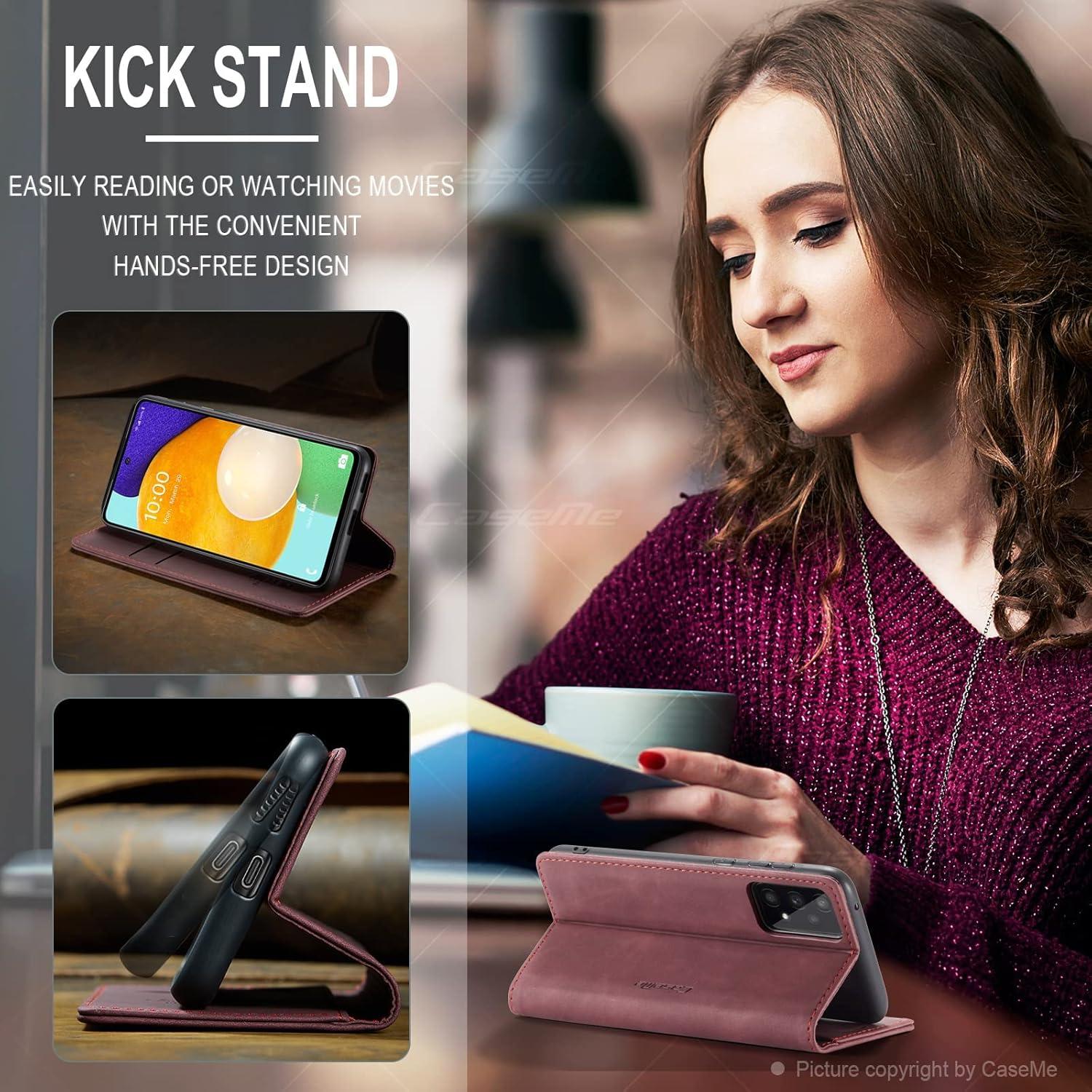 CaseMe Samsung Galaxy A53 5G Hülle Leder Flip Case Weinrot