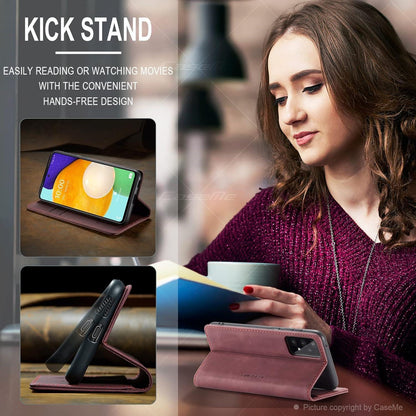 CaseMe Samsung Galaxy A53 5G Hülle Leder Flip Case Weinrot